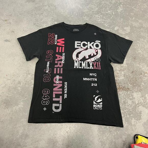 vintage ecko unltd brooklyn faded black shirt size large - Picture 1 of 3